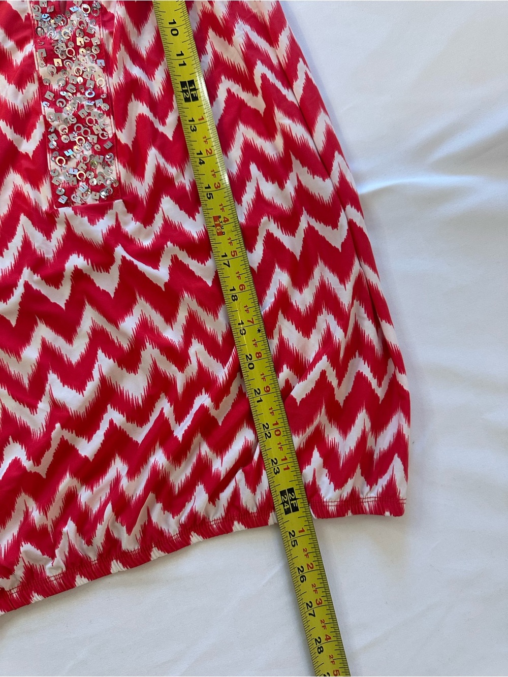 INC International Concepts Red and White Chevron Sequin Tank - Picture 5 of 7